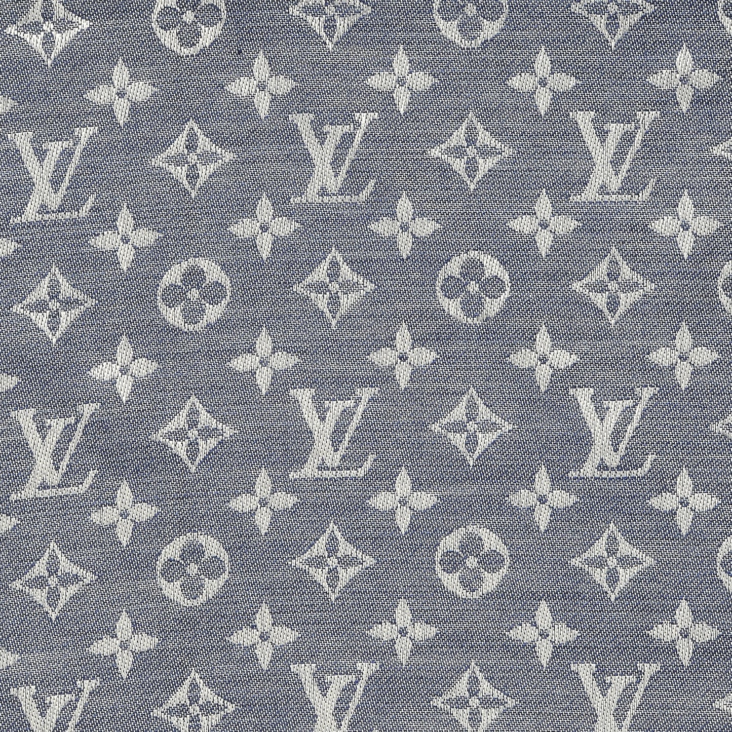 Silk Wool Monogram Denim Shawl Blue