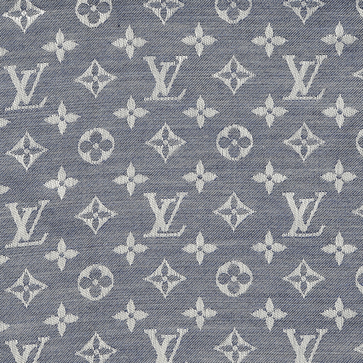 Louis Vuitton Silk Wool Monogram Denim Shawl Blue 4 of 5