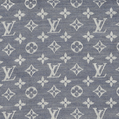 Louis Vuitton Silk Wool Monogram Denim Shawl Blue 4 of 5