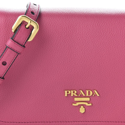 Prada Vitello Daino Flap Crossbody Peonia 9 of 9
