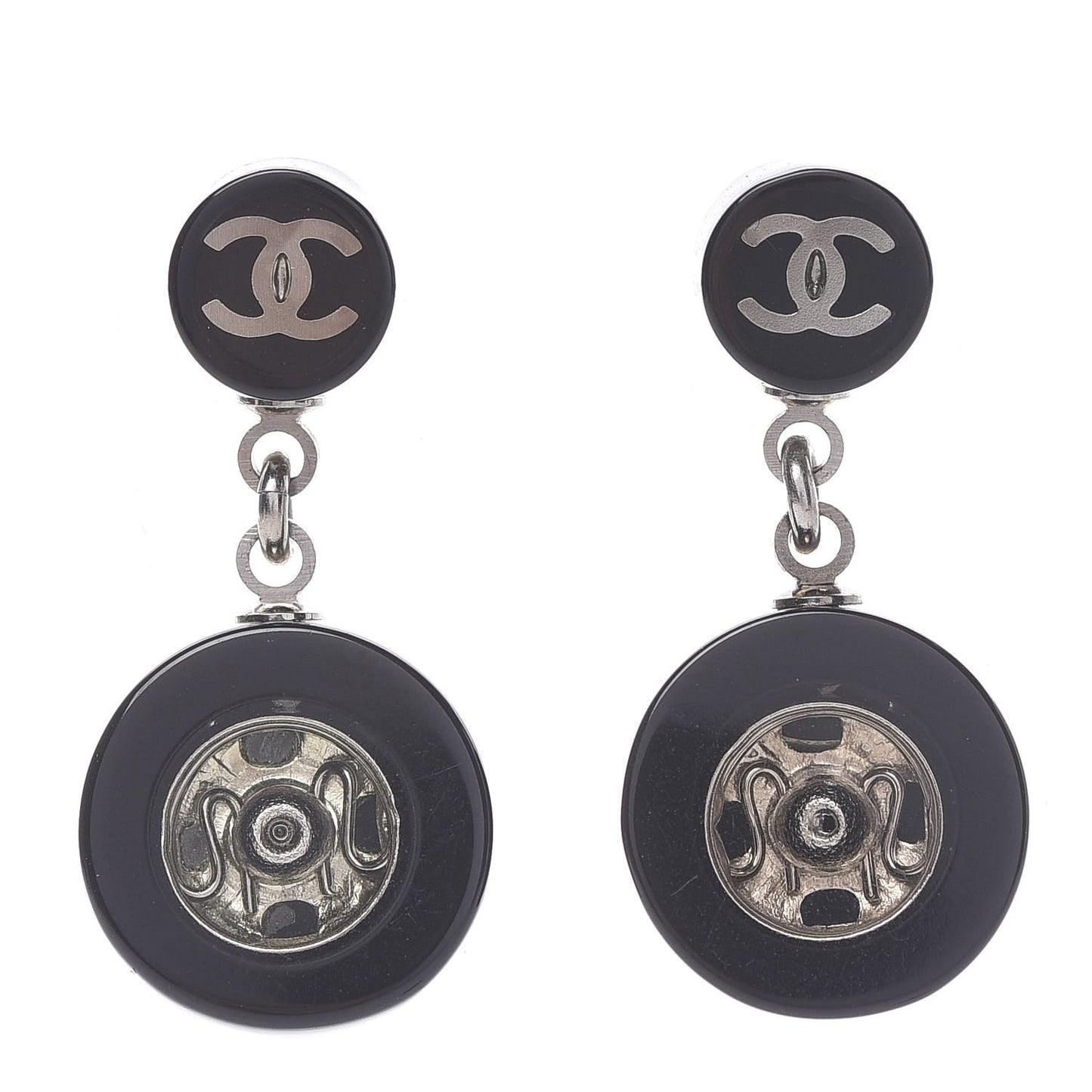Resin CC Drop Earrings Black
