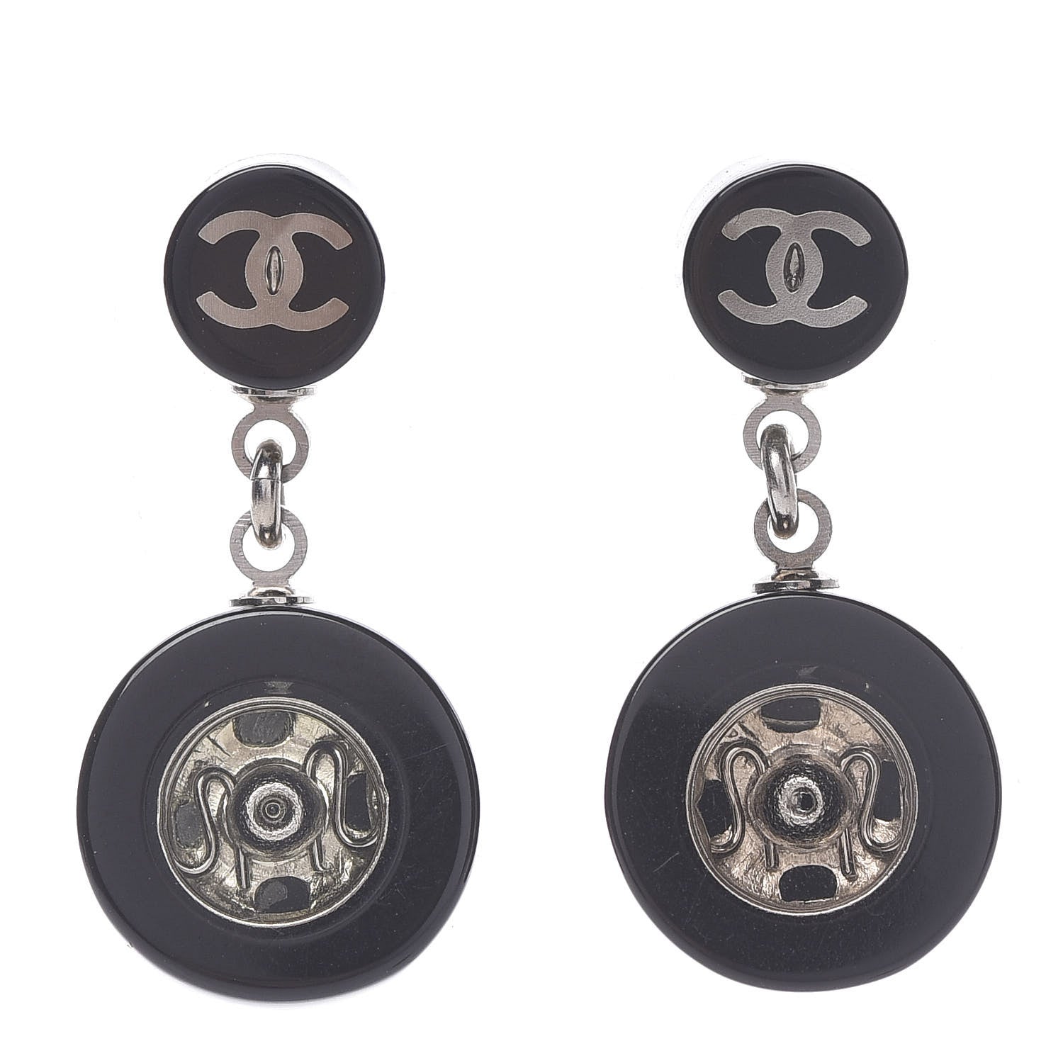 Chanel Resin CC Drop Earrings Black 1 of 5