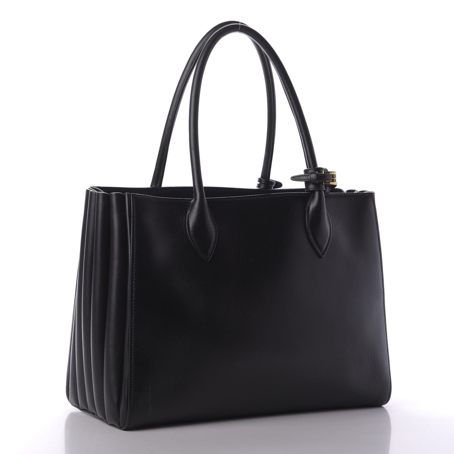 City Calfskin Medium Bibliotheque Tote Black