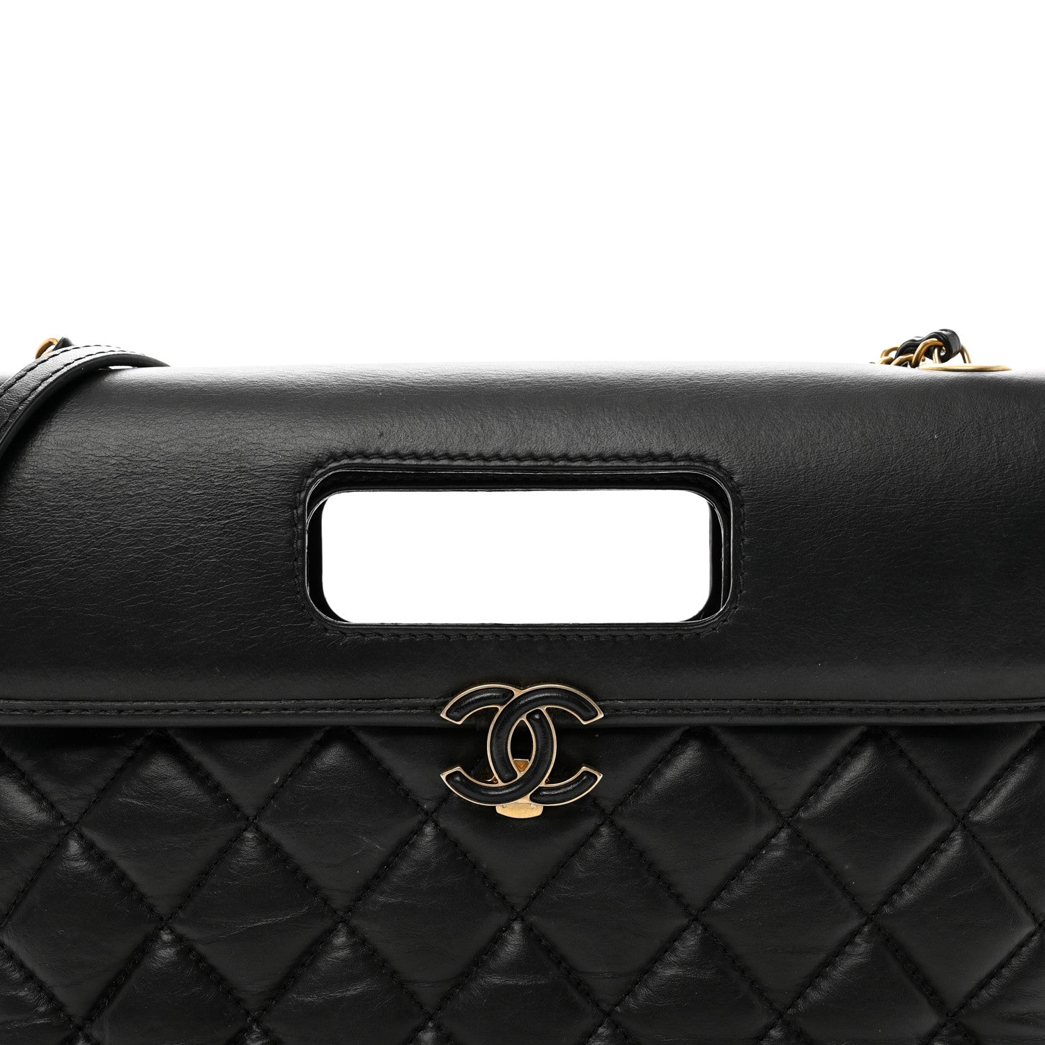 Chanel Aged Calfskin Quilted Graphic Catch Flap Black 5 of 12