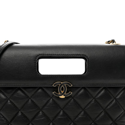 Chanel Aged Calfskin Quilted Graphic Catch Flap Black 5 of 12