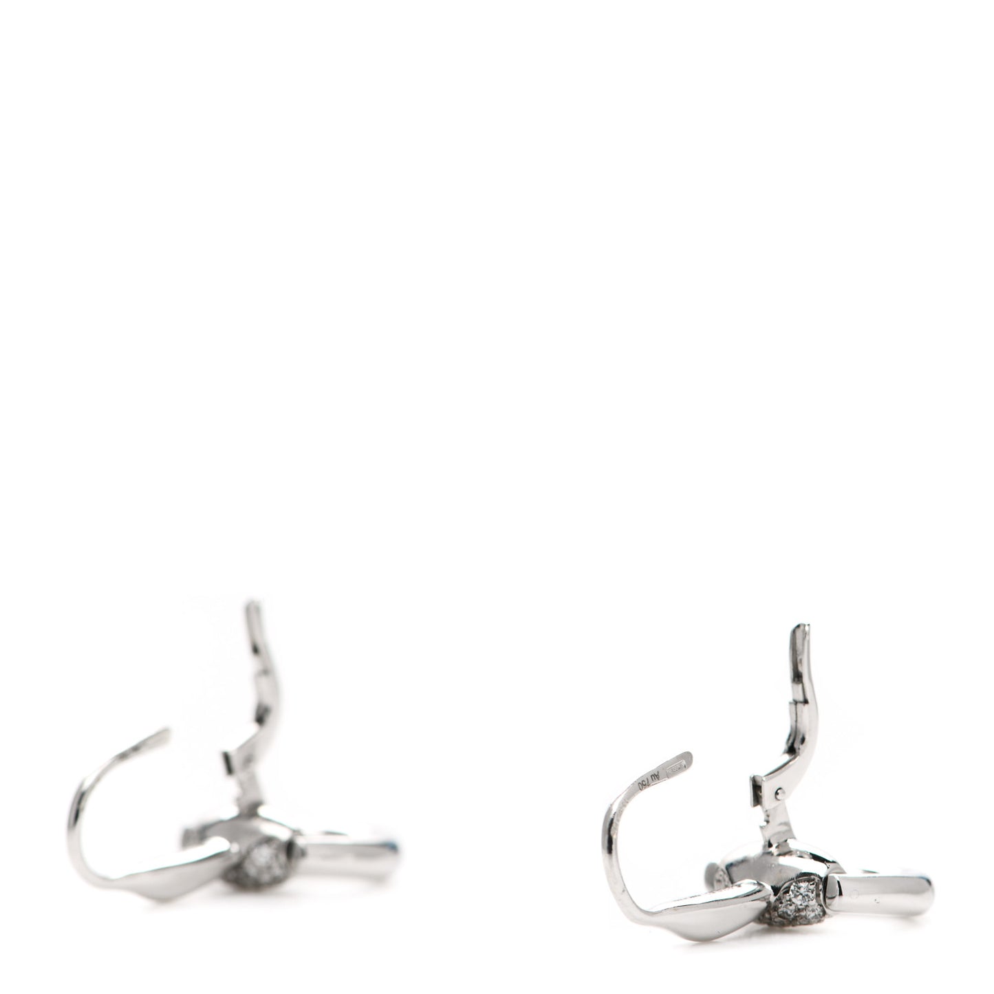 18K White Gold Diamond Horsebit Drop Earrings