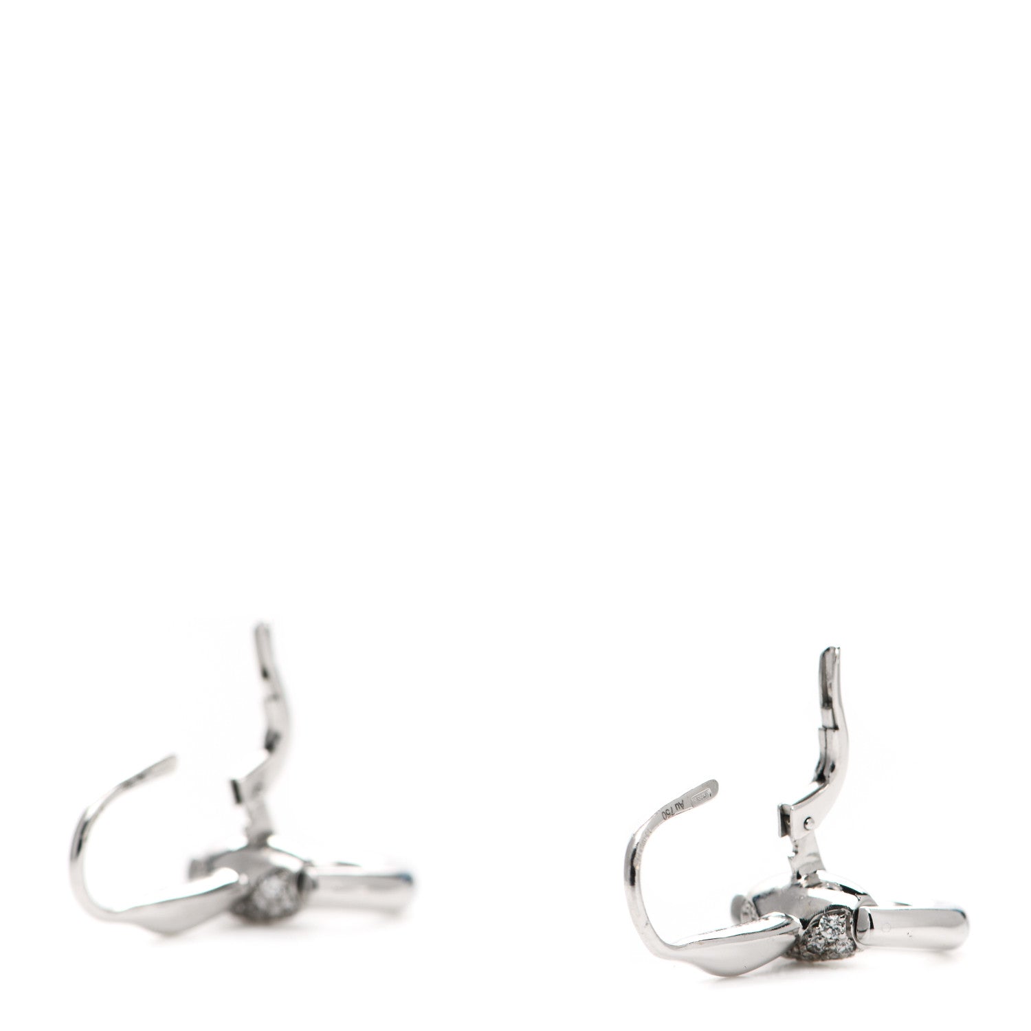 Gucci 18K White Gold Diamond Horsebit Drop Earrings 3 of 6