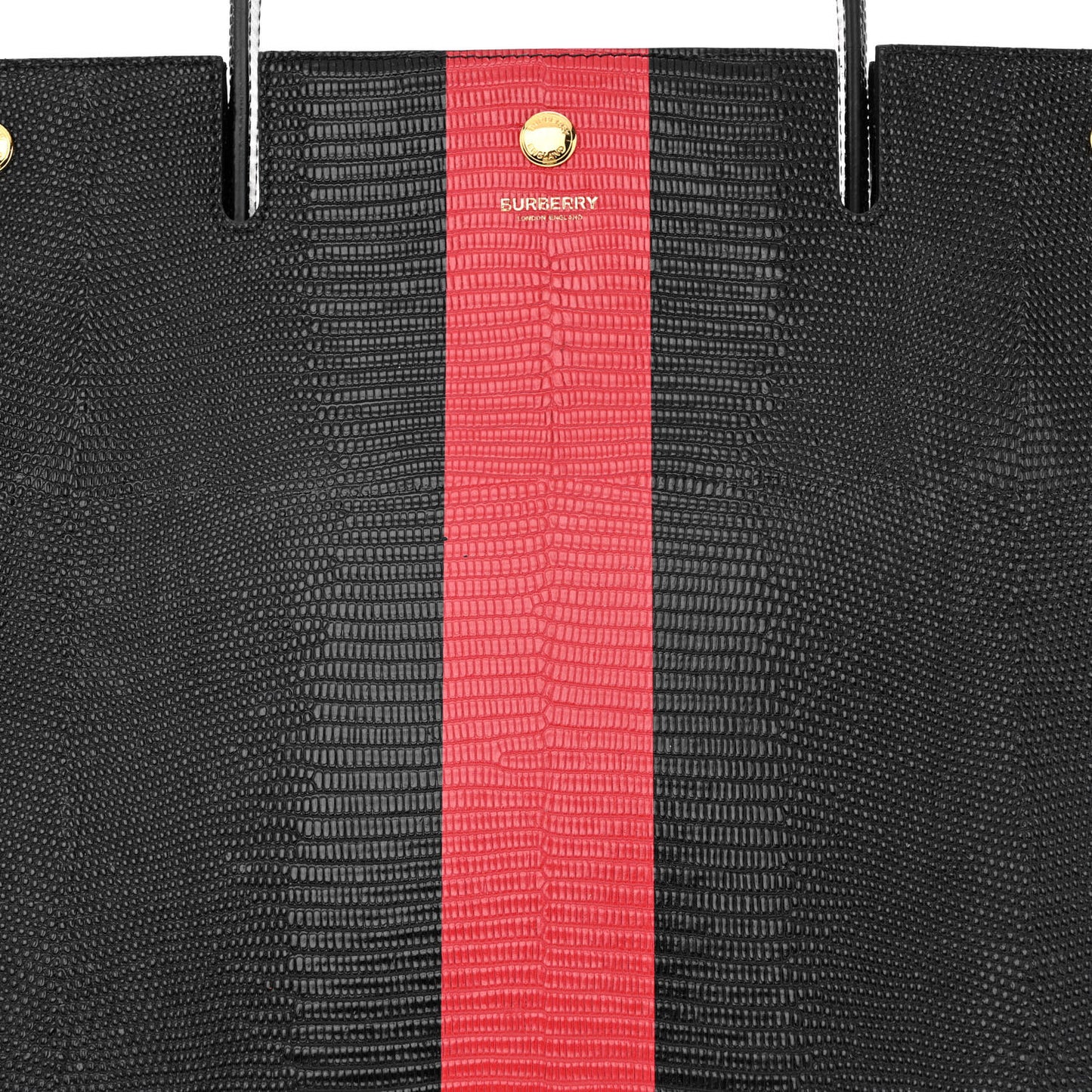 Calfskin Lizard Embossed Large Title Tote Black