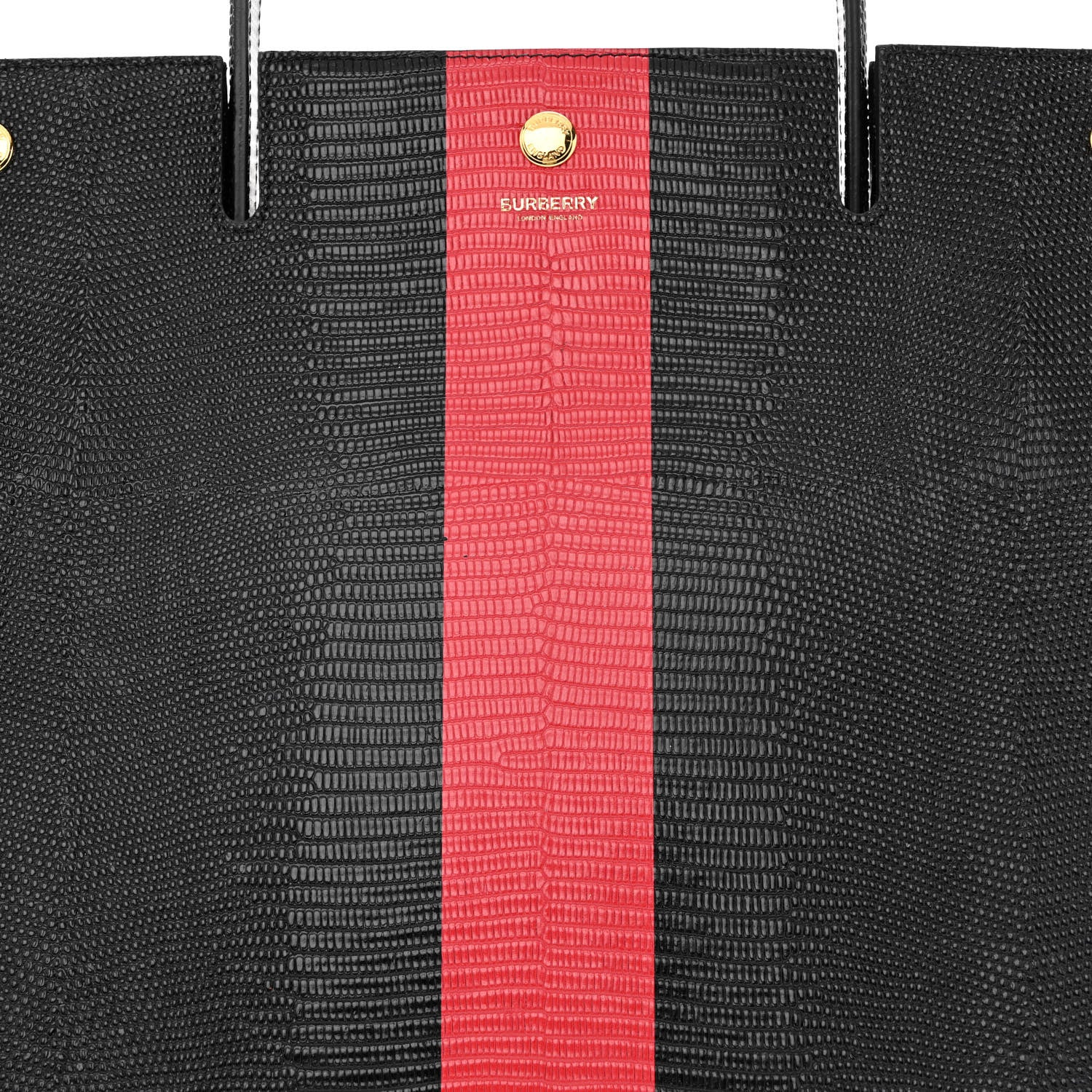 Burberry Calfskin Lizard Embossed Large Title Tote Black 8 of 13