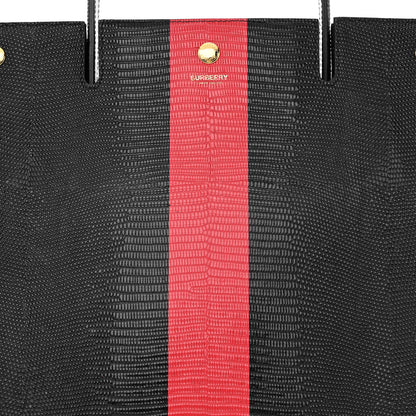 Burberry Calfskin Lizard Embossed Large Title Tote Black 8 of 13