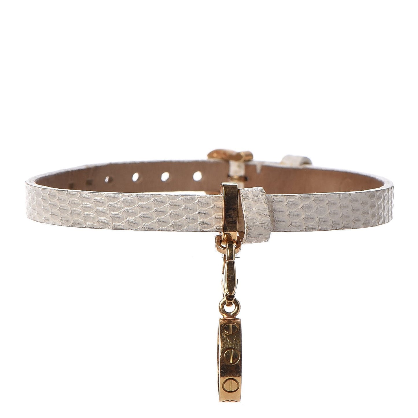 18K Yellow Gold Lizard LOVE Charm Bracelet White
