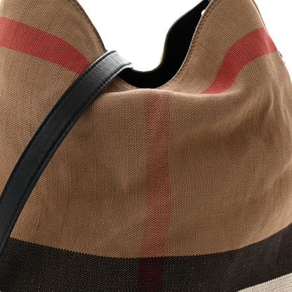 Burberry Canvas Mega Check Medium Ashby Hobo Black 10 of 22
