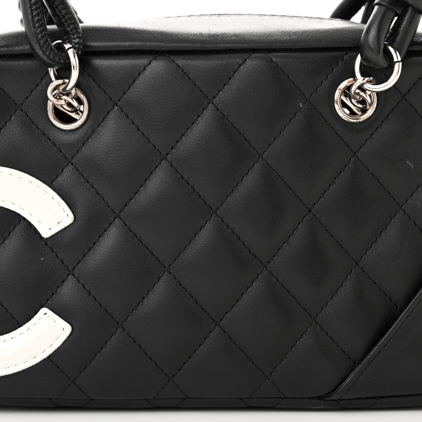 Calfskin Quilted Small Cambon Bowler Black White