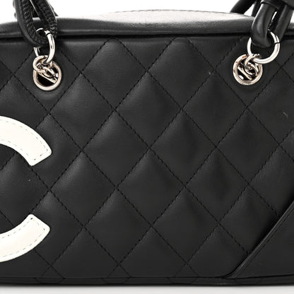Chanel Calfskin Quilted Small Cambon Bowler Black White 8 of 11