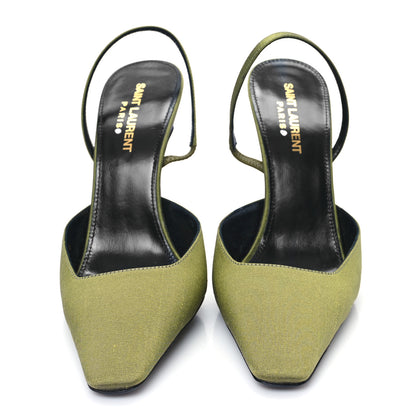 Saint Laurent Crepe De Chine Blade 105 Slingback Pumps 38.5 Lime 2 of 8