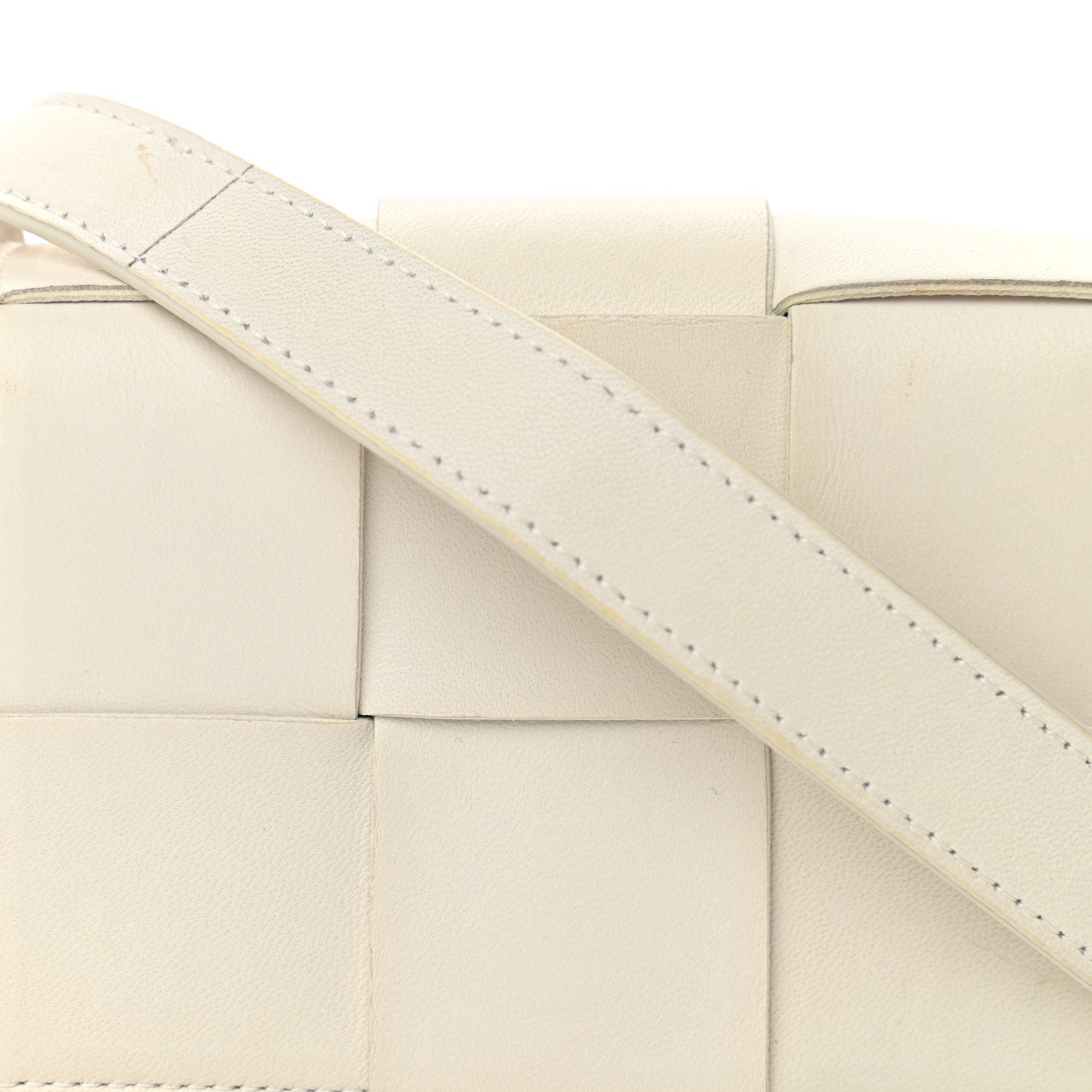 Bottega Veneta Lambskin Maxi Intrecciato Extra Mini Cassette Crossbody Bag White 7 of 9