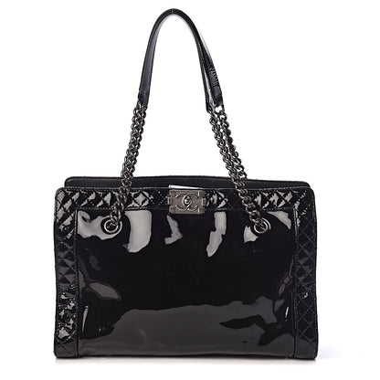 Chanel Patent Quilted Reverso Boy Tote Black 1 of 11