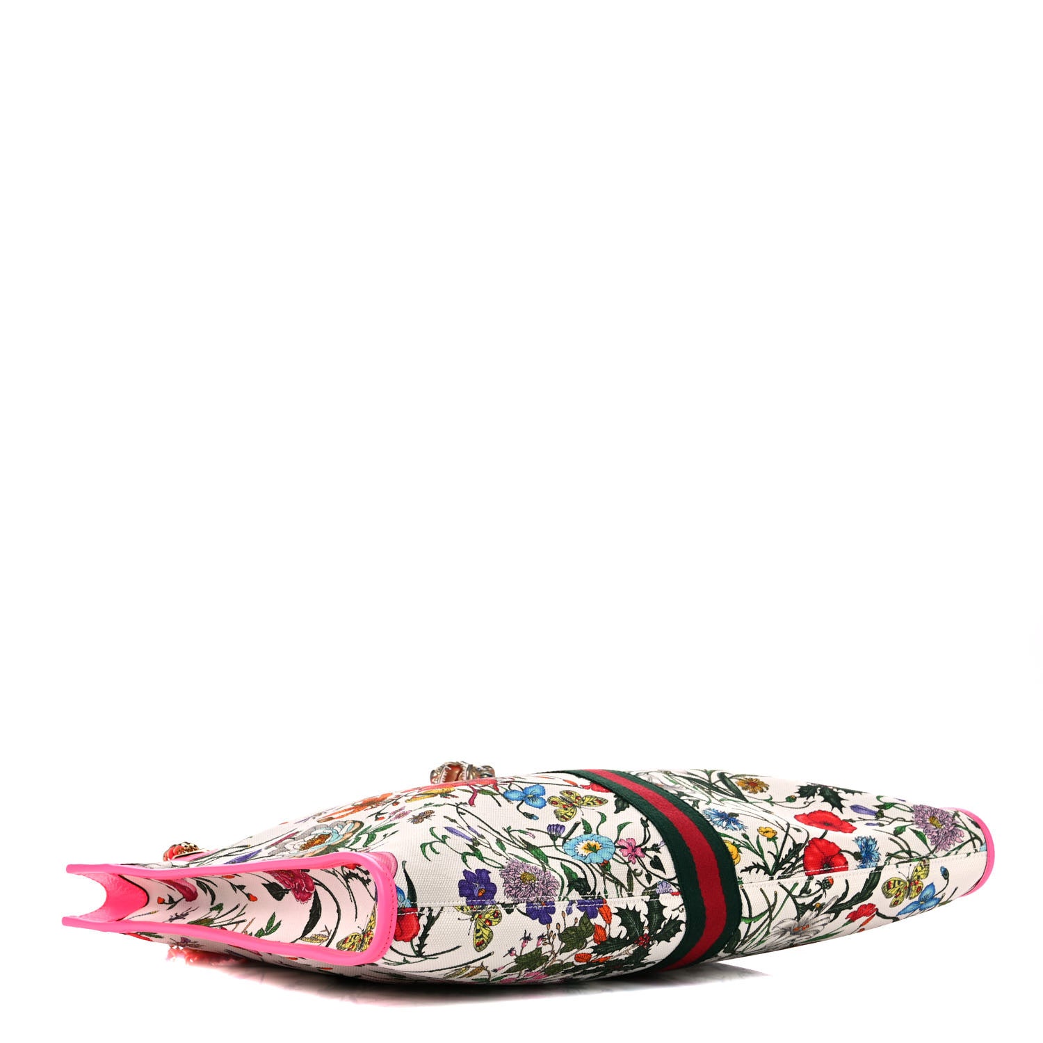 Gucci Canvas Flora Large Rajah Chain Tote White Multicolor Fuxia Fluo 4 of 11