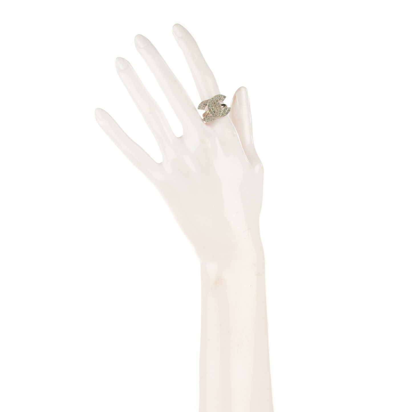Crystal Double CC Ring 6.25 Silver