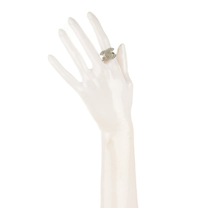 Chanel Crystal Double CC Ring 6.25 Silver 2 of 4