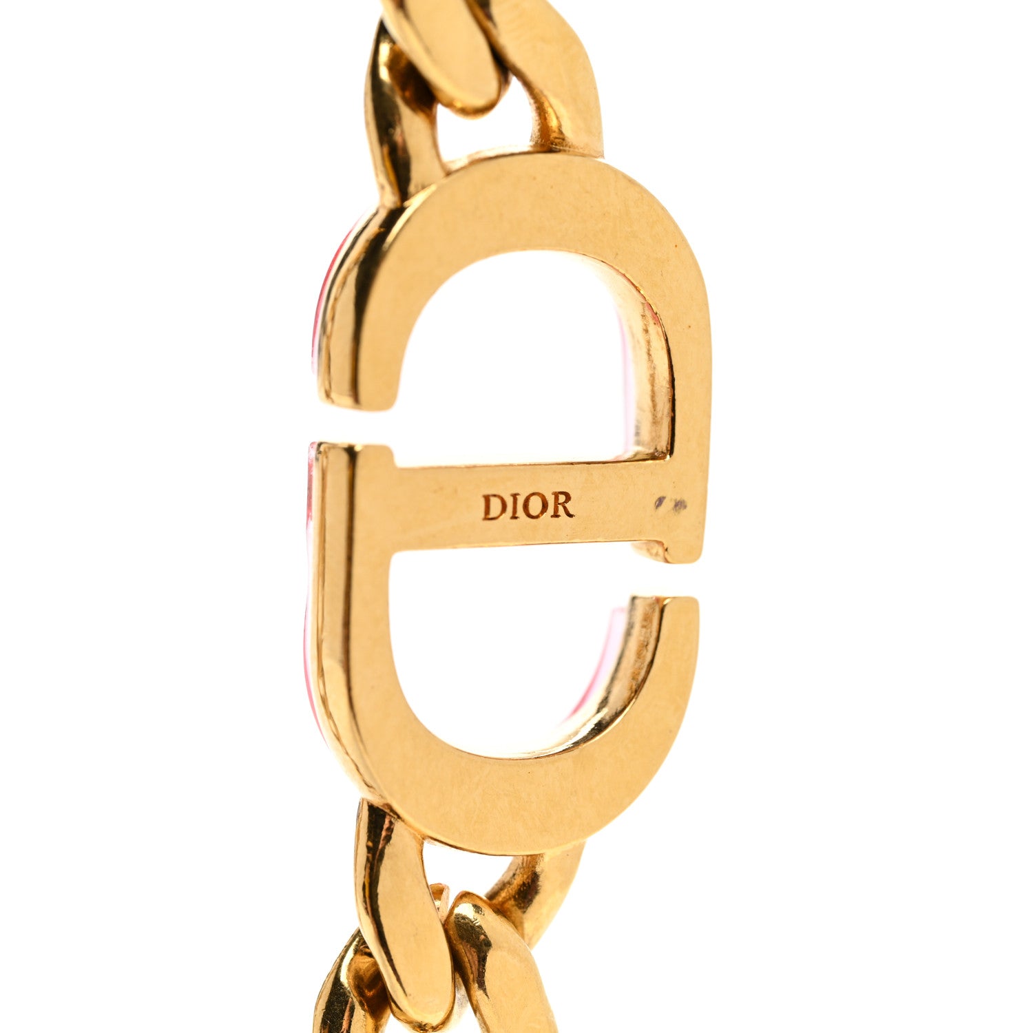 Christian Dior Metal CD Choker Necklace Gold Pink 4 of 5