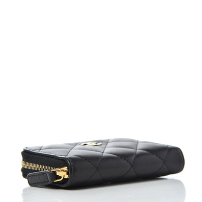 Chanel Lambskin Quilted Zip Coin Purse Black 4 of 7