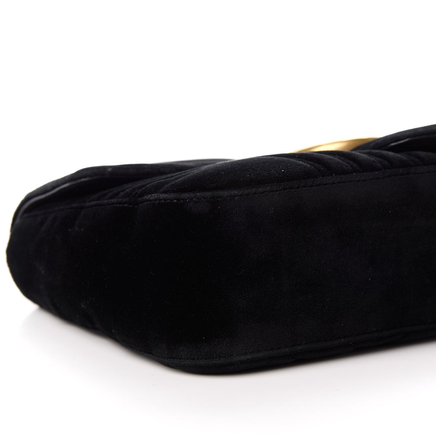 Velvet Matelasse Medium GG Marmont Shoulder Bag Black
