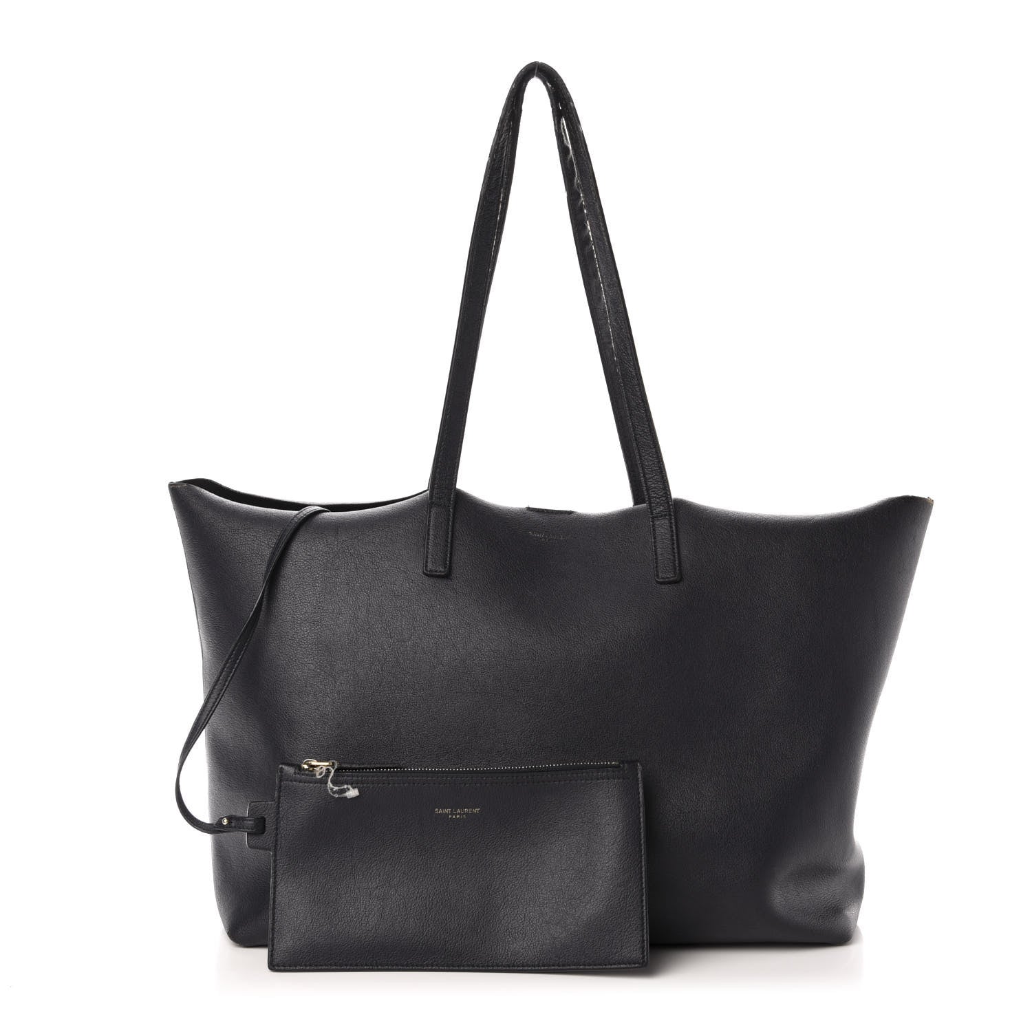 Saint Laurent Calfskin Large Shopping Tote Navy 1 of 20