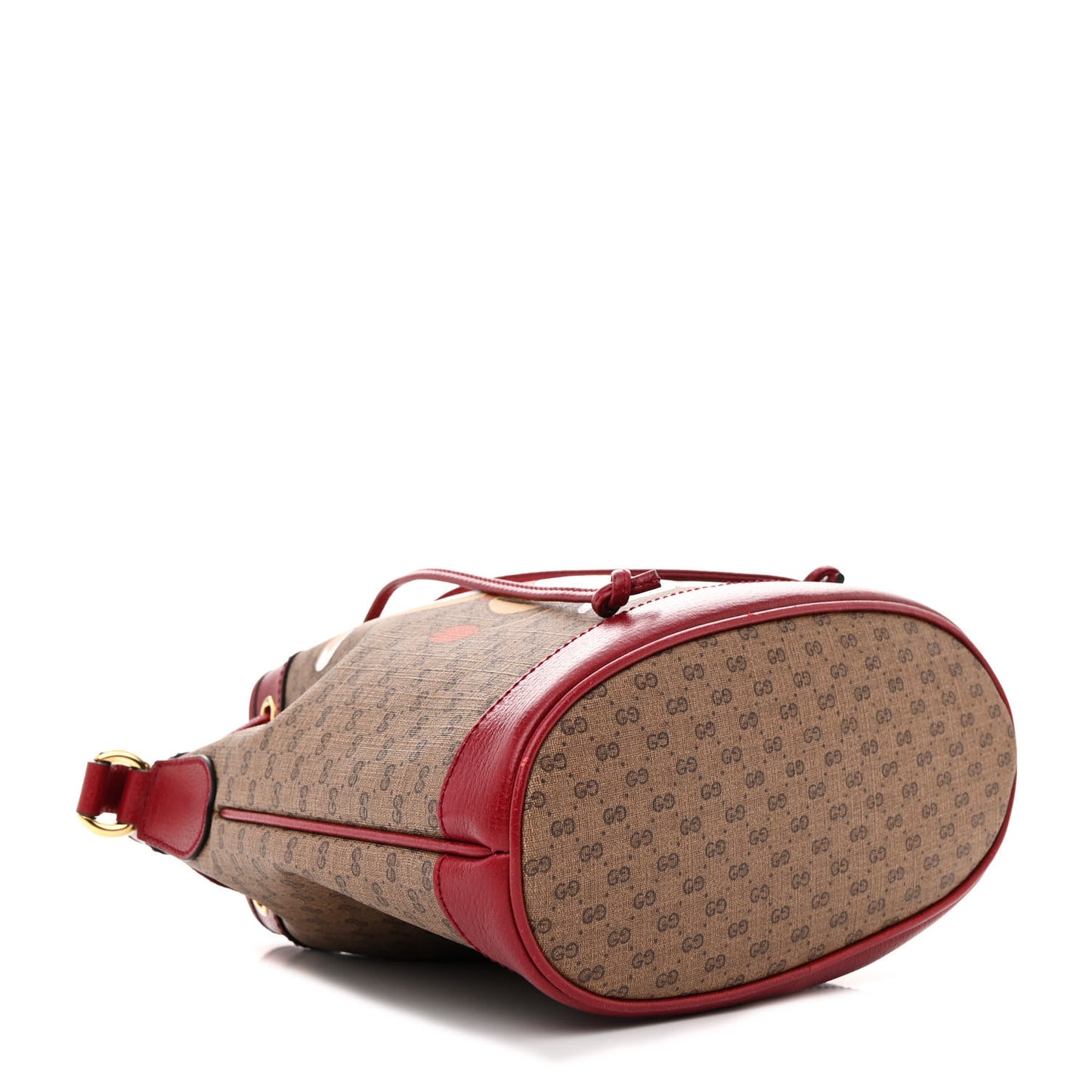 X DORAEMON Vintage GG Supreme Monogram Small Bucket Bag Beige Cherry Red