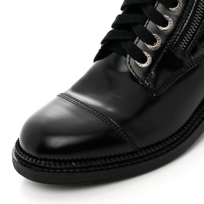 Chanel Calfskin Quilted Lace Up Combat Boots 36 Black 11 of 15