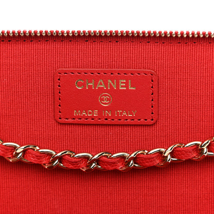 Chanel Caviar Quilted Small Vanity Case With Chain Red 6 of 12