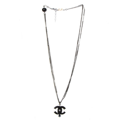 Chanel Ruthenium Pearl Crystal CC Necklace Black 3 of 4