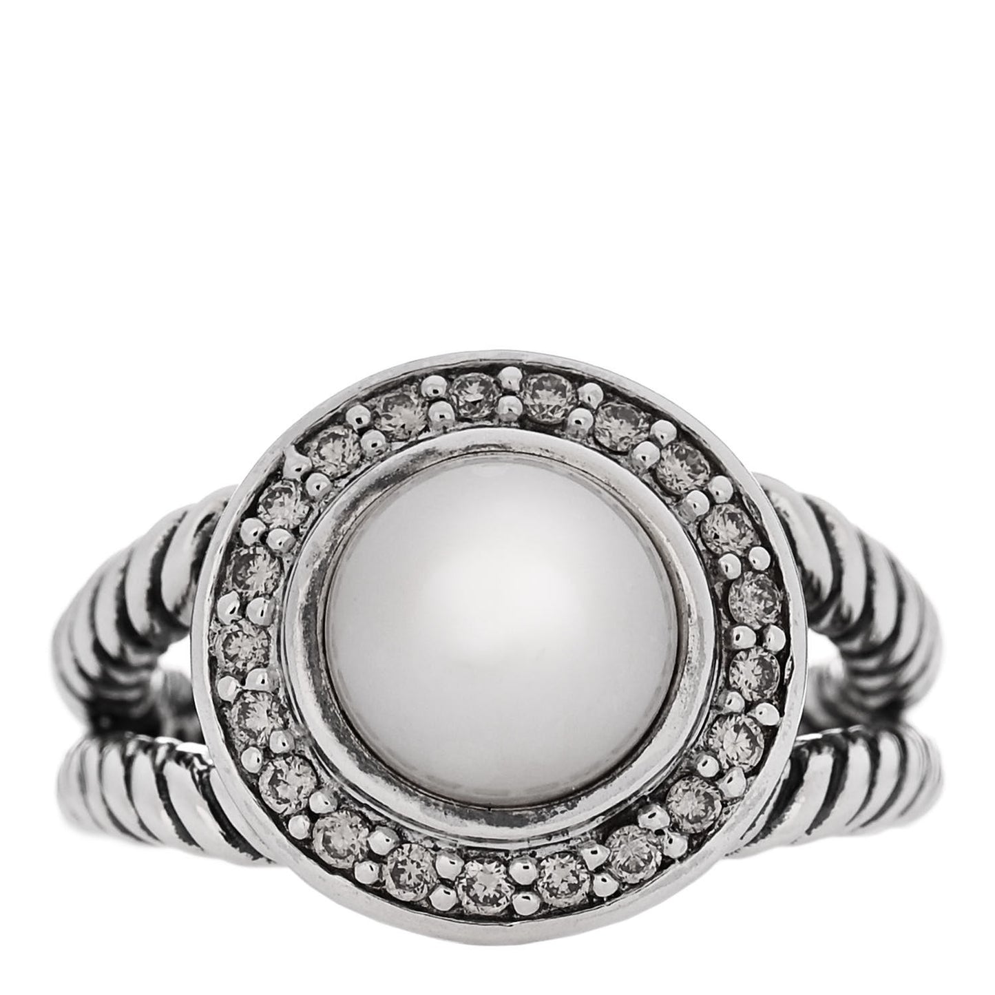 Sterling Silver Diamond Pearl 8mm Petite Cerise Ring 49 5