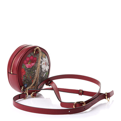Gucci GG Supreme Monogram Web Flora Mini Ophidia Round Backpack Red 3 of 10