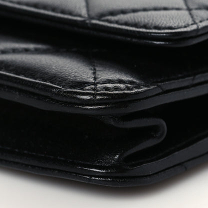 Chanel Lambskin Quilted Top Handle Wallet On Chain WOC Black 10 of 10