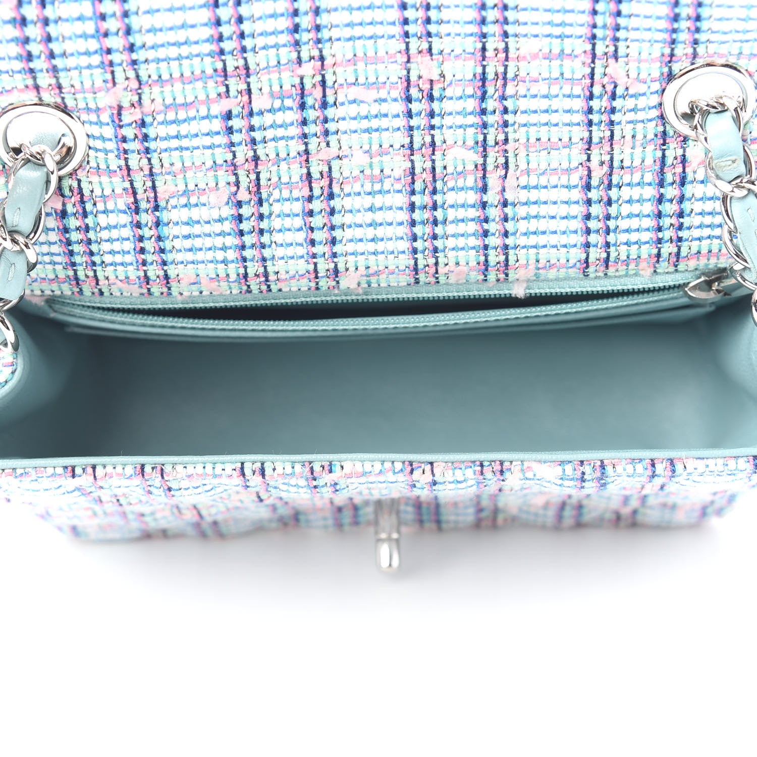Chanel Tweed Quilted Mini Rectangular Flap Blue 4 of 9