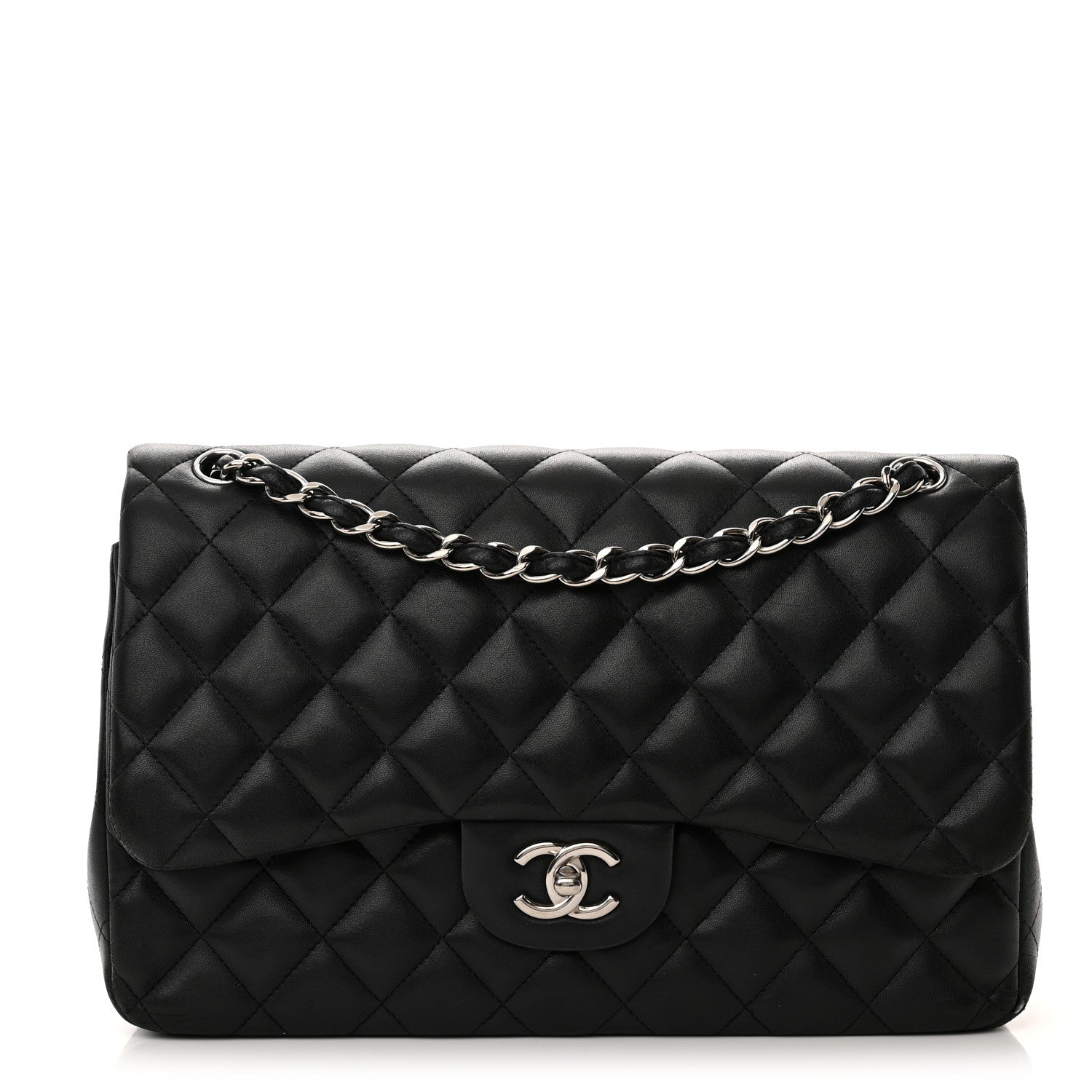 Chanel Lambskin Quilted Jumbo Double Flap Black 1 of 20