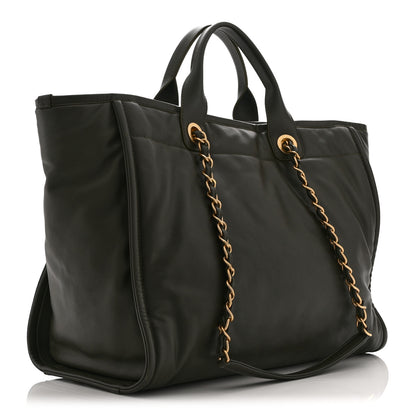Chanel Calfskin Embossed Medium Deauville Tote Khaki 4 of 13