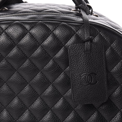 Chanel Calfskin Quilted Large Airlines Round Trip Bowling Bag Black 10 of 11
