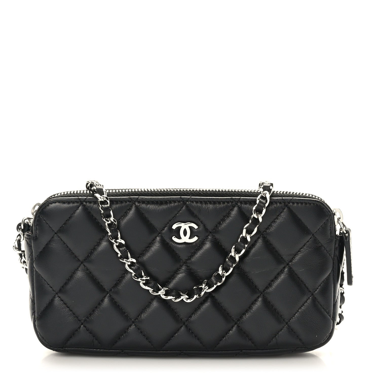 Chanel Lambskin Quilted Small Clutch With Chain Black 1 of 12
