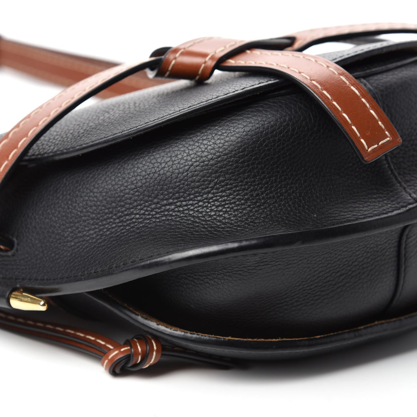 Grained Calfskin Small Gate Crossbody Bag Pecan Black