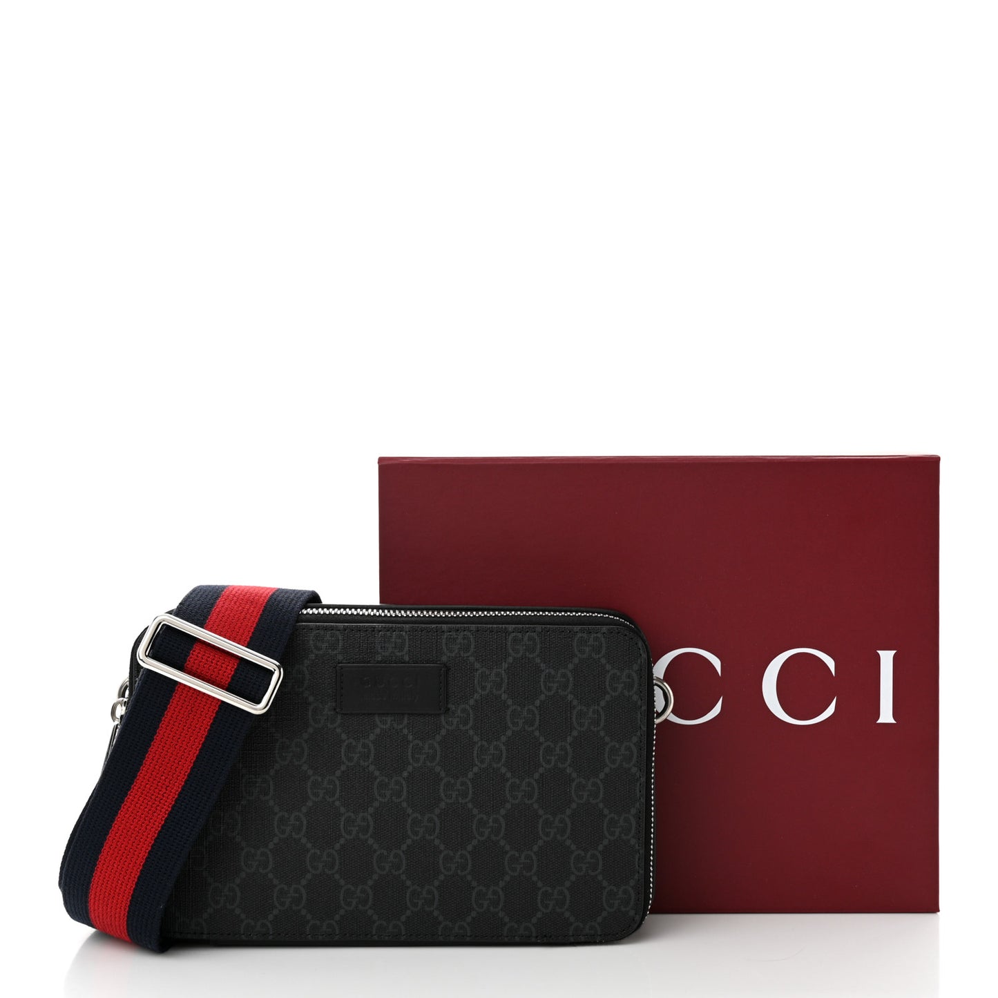 GG Supreme Monogram Web Mini Shoulder Bag Black Grey