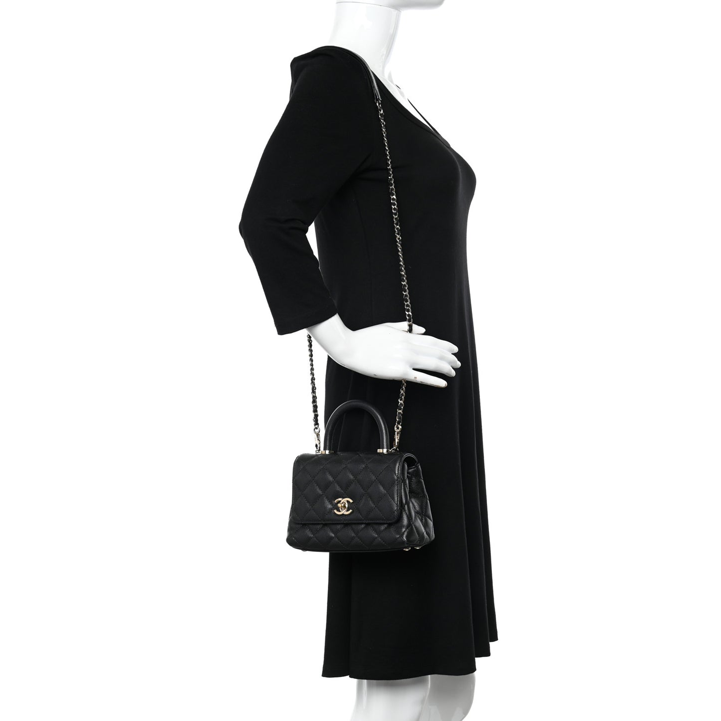 Caviar Quilted Extra Mini Coco Handle Flap Black