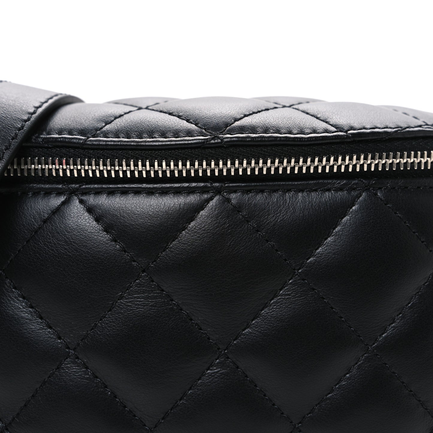 Lambskin Quilted Waist Belt Bag Black