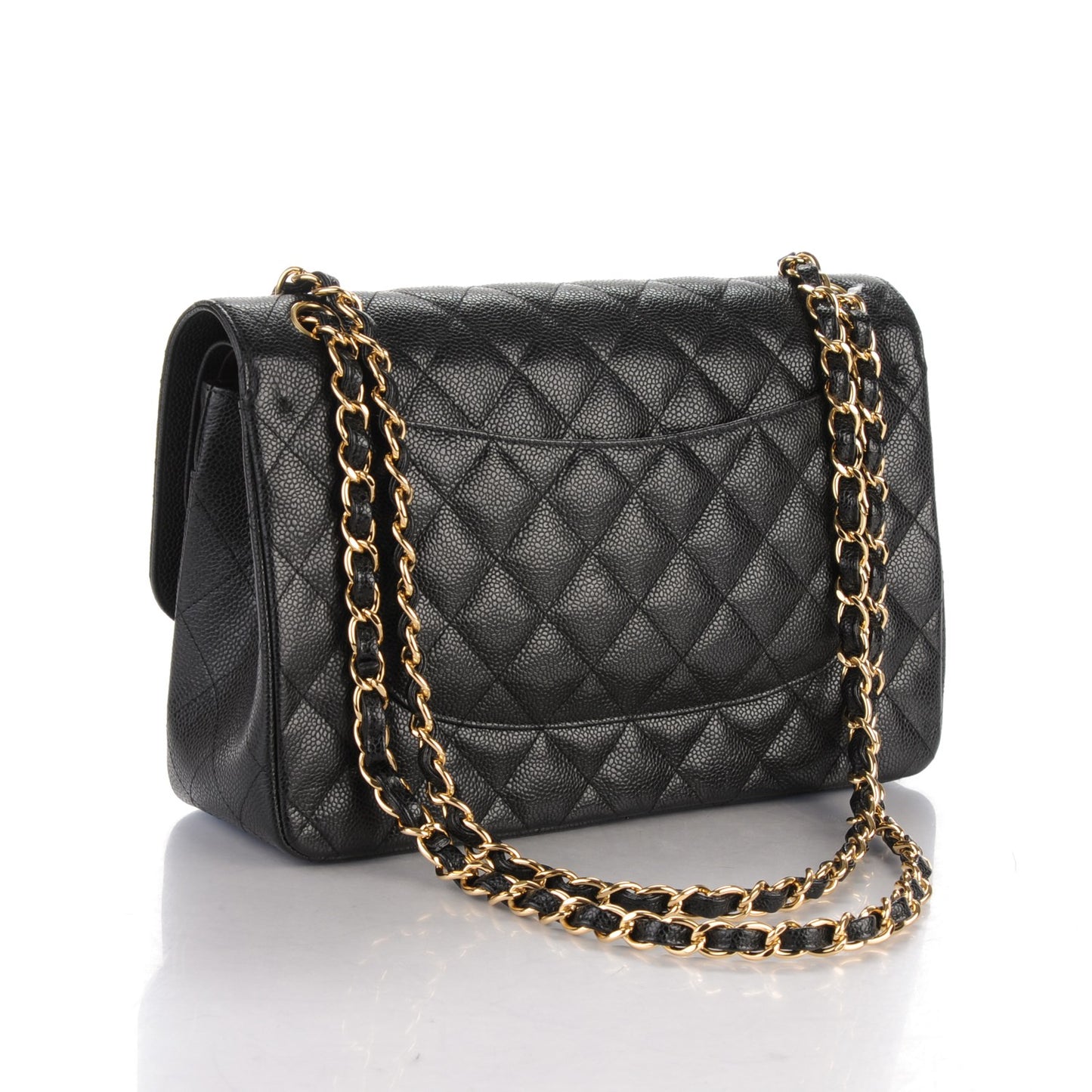 Caviar Quilted Jumbo Double Flap Black