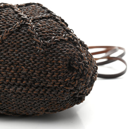 Chanel Calfskin Woven Drawstring Bag Dark Brown 9 of 9