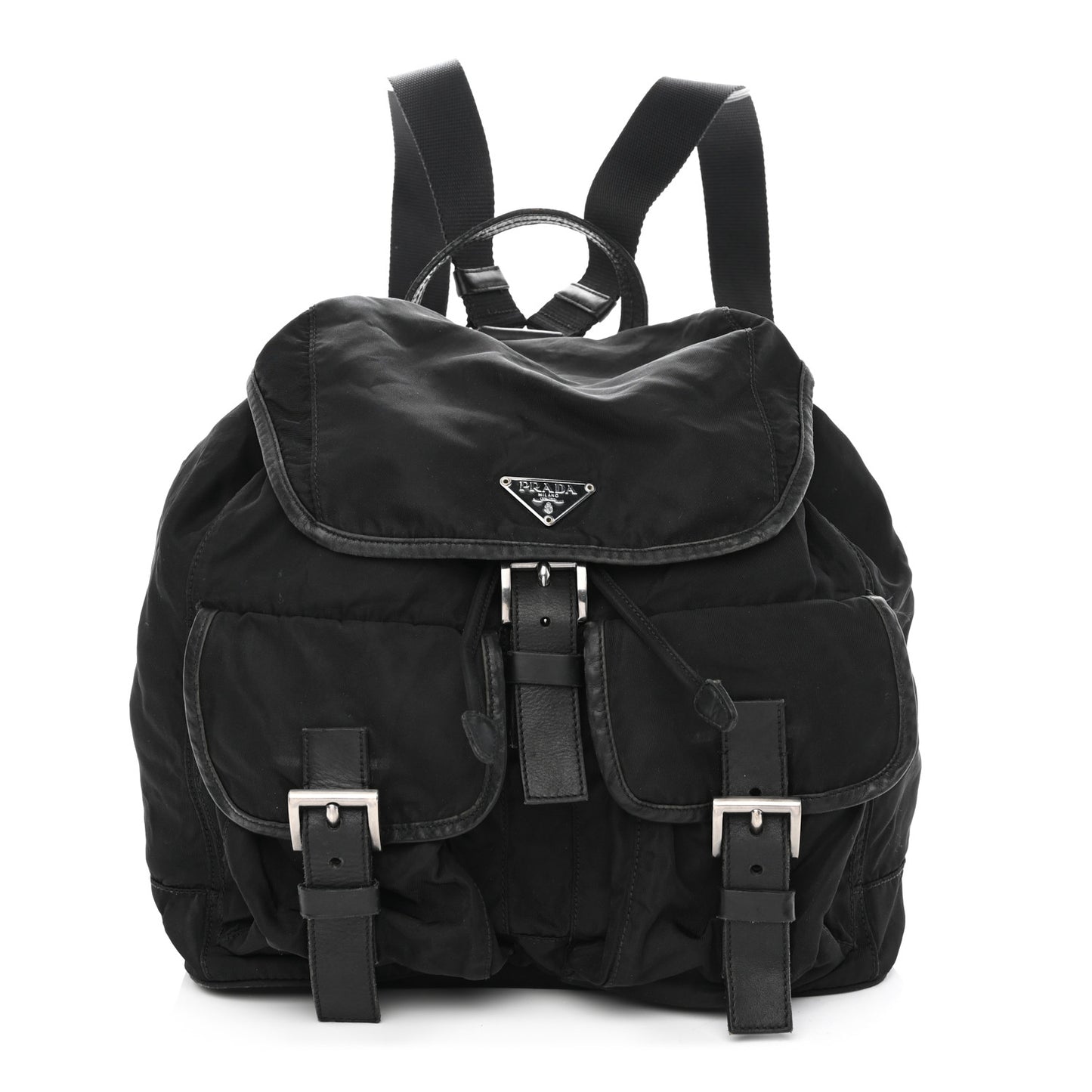 Tessuto Nylon Calfskin Medium Backpack Black