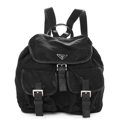 Prada Tessuto Nylon Calfskin Medium Backpack Black 1 of 14