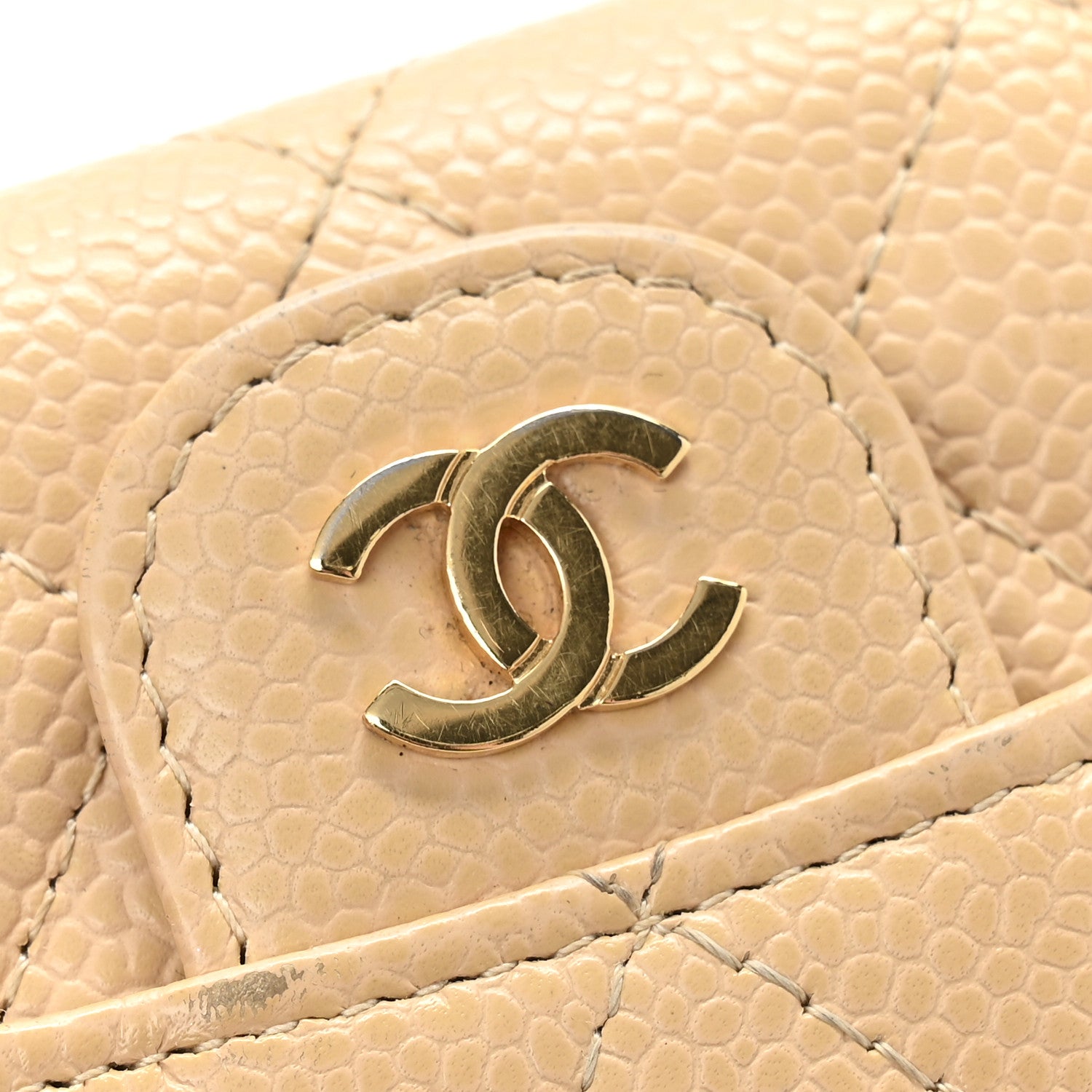 Chanel Caviar Quilted Flap Card Holder Wallet Beige 9 of 11