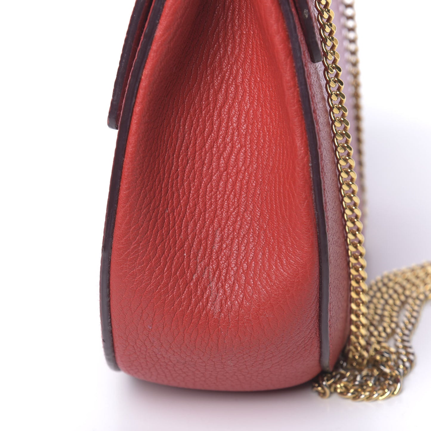 Grained Lambskin Drew Shoulder Bag Plaid Red